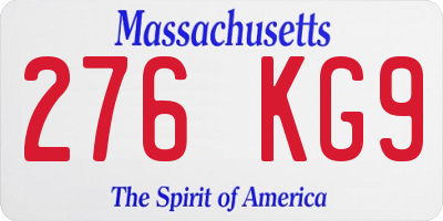 MA license plate 276KG9