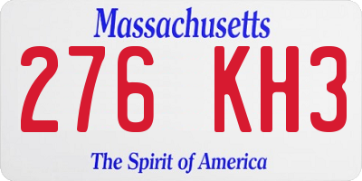 MA license plate 276KH3