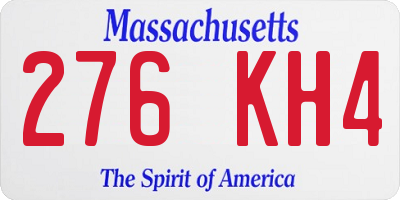 MA license plate 276KH4