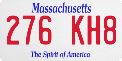MA license plate 276KH8