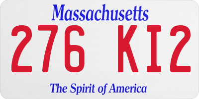 MA license plate 276KI2