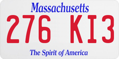 MA license plate 276KI3