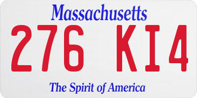 MA license plate 276KI4