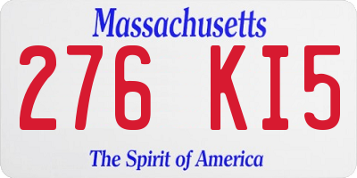 MA license plate 276KI5
