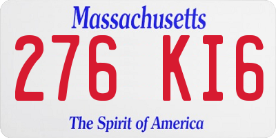 MA license plate 276KI6