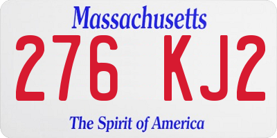 MA license plate 276KJ2