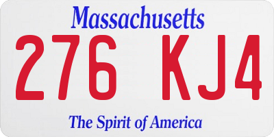 MA license plate 276KJ4