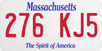 MA license plate 276KJ5