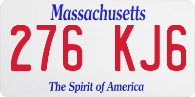 MA license plate 276KJ6