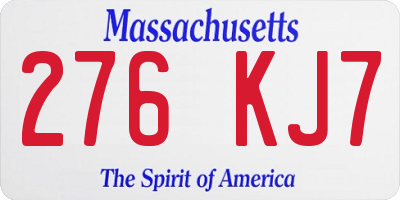 MA license plate 276KJ7