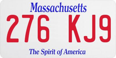 MA license plate 276KJ9