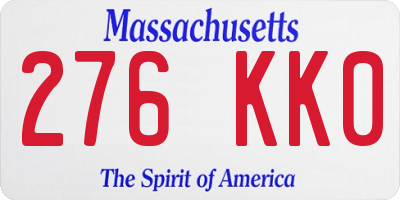 MA license plate 276KK0
