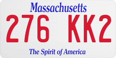 MA license plate 276KK2