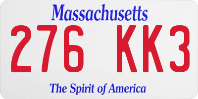 MA license plate 276KK3