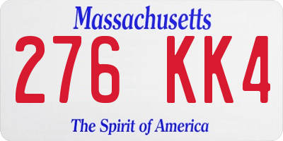 MA license plate 276KK4