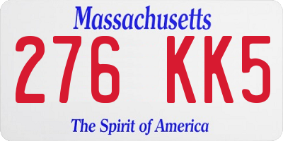 MA license plate 276KK5