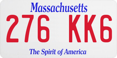 MA license plate 276KK6