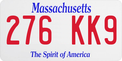 MA license plate 276KK9