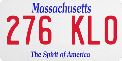 MA license plate 276KL0