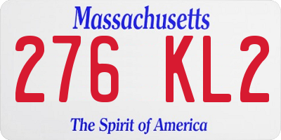 MA license plate 276KL2