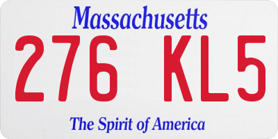 MA license plate 276KL5