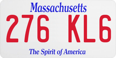 MA license plate 276KL6