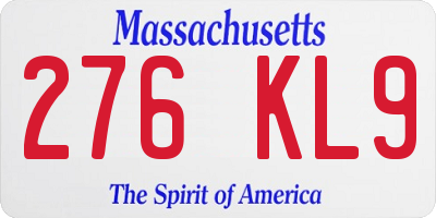MA license plate 276KL9