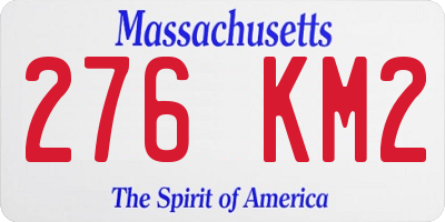 MA license plate 276KM2