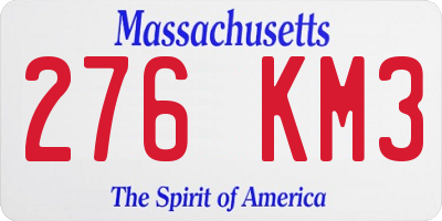MA license plate 276KM3