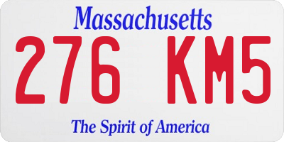 MA license plate 276KM5