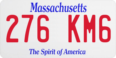 MA license plate 276KM6