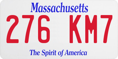 MA license plate 276KM7