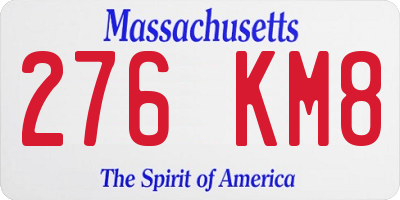 MA license plate 276KM8