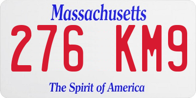 MA license plate 276KM9