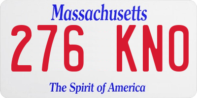 MA license plate 276KN0