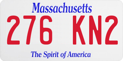 MA license plate 276KN2