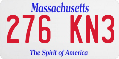 MA license plate 276KN3
