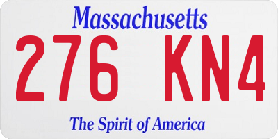 MA license plate 276KN4