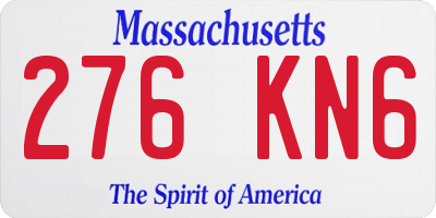 MA license plate 276KN6