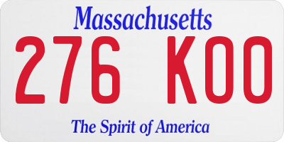 MA license plate 276KO0