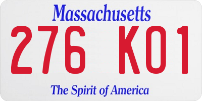 MA license plate 276KO1