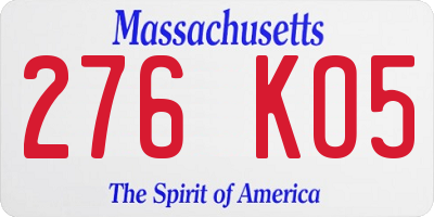 MA license plate 276KO5