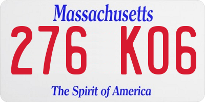 MA license plate 276KO6