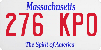MA license plate 276KP0