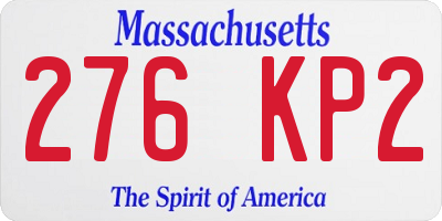 MA license plate 276KP2