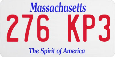 MA license plate 276KP3