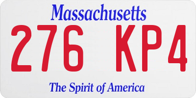 MA license plate 276KP4