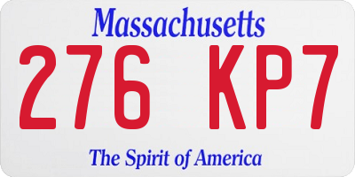 MA license plate 276KP7