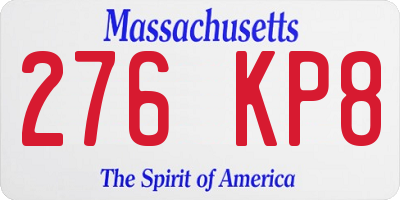 MA license plate 276KP8