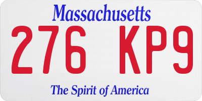 MA license plate 276KP9